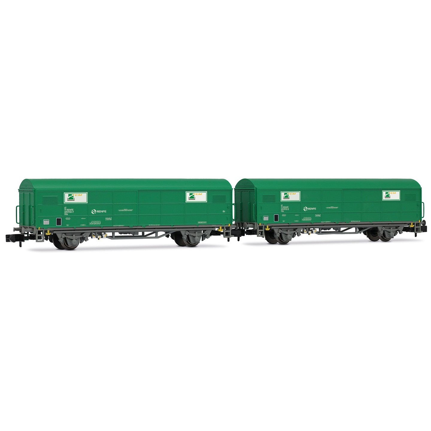 SET 2 VAGONES JPD TEM" VERDES RENFE, ARNOLD HN6703 ESCALA N"