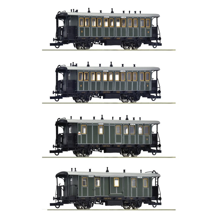 SET 4 COCHES PASAJEROS TREN LOCAL, K.BAY.STS.B" ROCO 6200197 ESCALA H0"