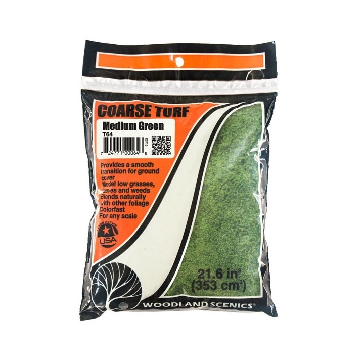 CESPED GRUESO VERDE MEDIO WOODLAND SCEENICS T64