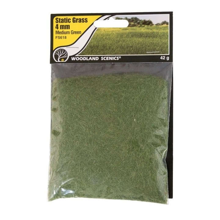CESPED ELECTROESTÁTICO 4 mm VERDE MEDIO WOODLAND SCEENICS FS618