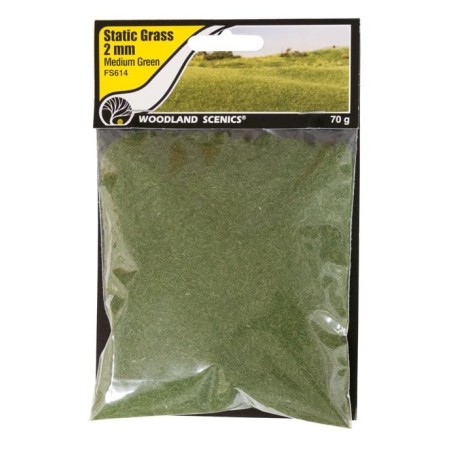 CESPED ELECTROESTÁTICO 2 mm VERDE MEDIO WOODLAND SCEENICS FS614