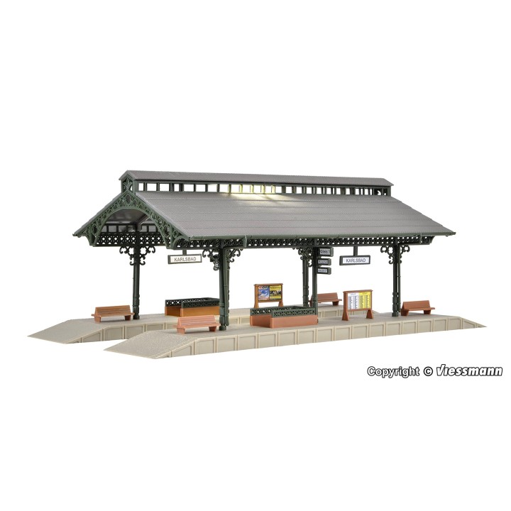 ANDEN CUBIERTO DOBLE CON LUZ LED 18,4 cm VOLLMER 47530 ESCALA N