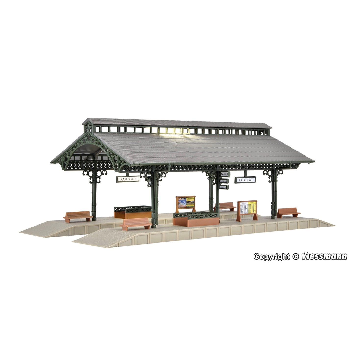 ANDEN CUBIERTO DOBLE CON LUZ LED 18,4 cm VOLLMER 47530 ESCALA N