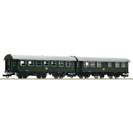 SET 2 COCHES DE PASAJEROS 2ª CLASE Y 2ª/FURGON EQUIPAJES DB ROCO 6200038 ESCALA H0