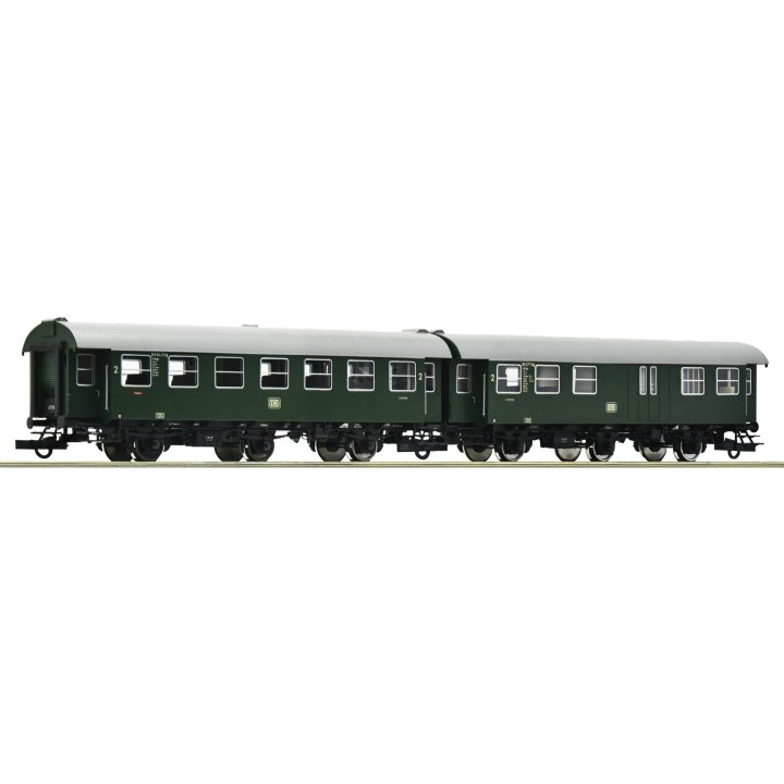 SET 2 COCHES DE PASAJEROS 2ª CLASE Y 2ª/FURGON EQUIPAJES DB ROCO 6200038 ESCALA H0