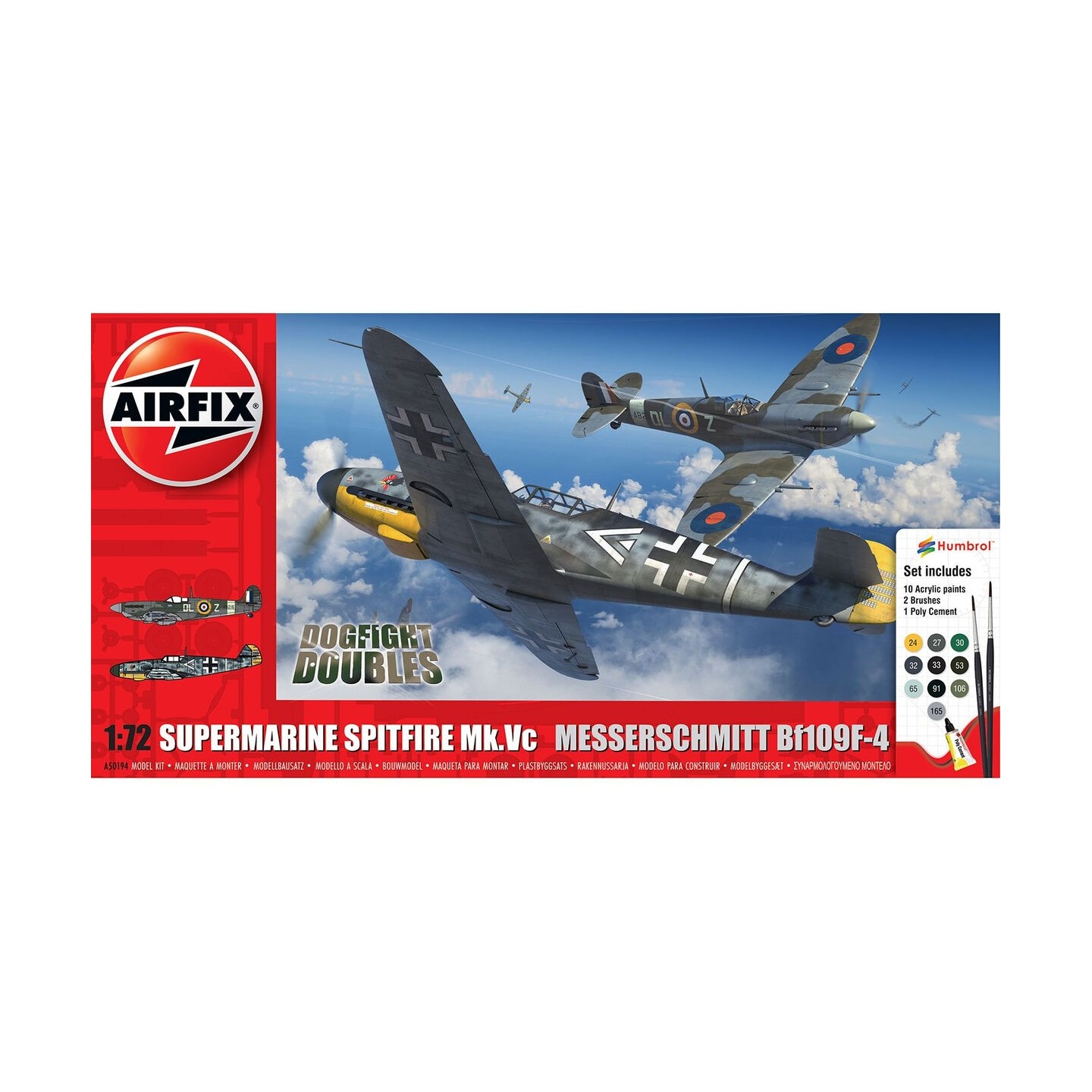 KIT PINTURAS 2 AVIONES SPITFIRE Mk Vc Y Bf109 F-4 AIRFIX A50194 ESCALA 1/72