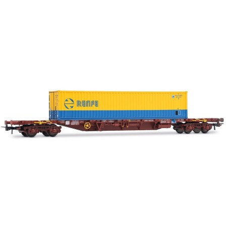VAGÓN PLATAFORMA CON CONTENEDOR 40´ RENFE ELECTROTREN HE6065 ESCALA H0