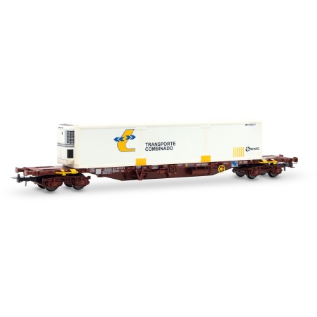 VAGON PLATAFORMA CON CONTENEDOR FRIGORÍFICO RENFE ELECTROTREN HE6080 ESCALA H0