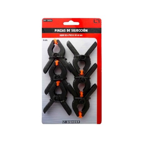PINZAS PEQUEÑAS DE SUJECION 60mm 6 unidades DISMOER 20051