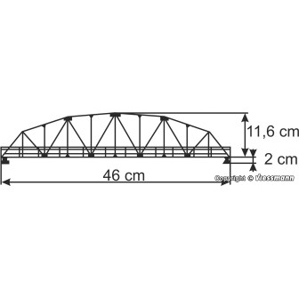 PUENTE DE ACERO RECTO 46cm KIBRI 39700 ESCALA H0