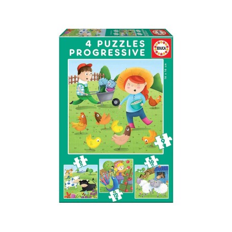 PUZZLE PROGRESIVO ANIMALES GRANJA EDUCA 6+9+12 EDUCA  17145