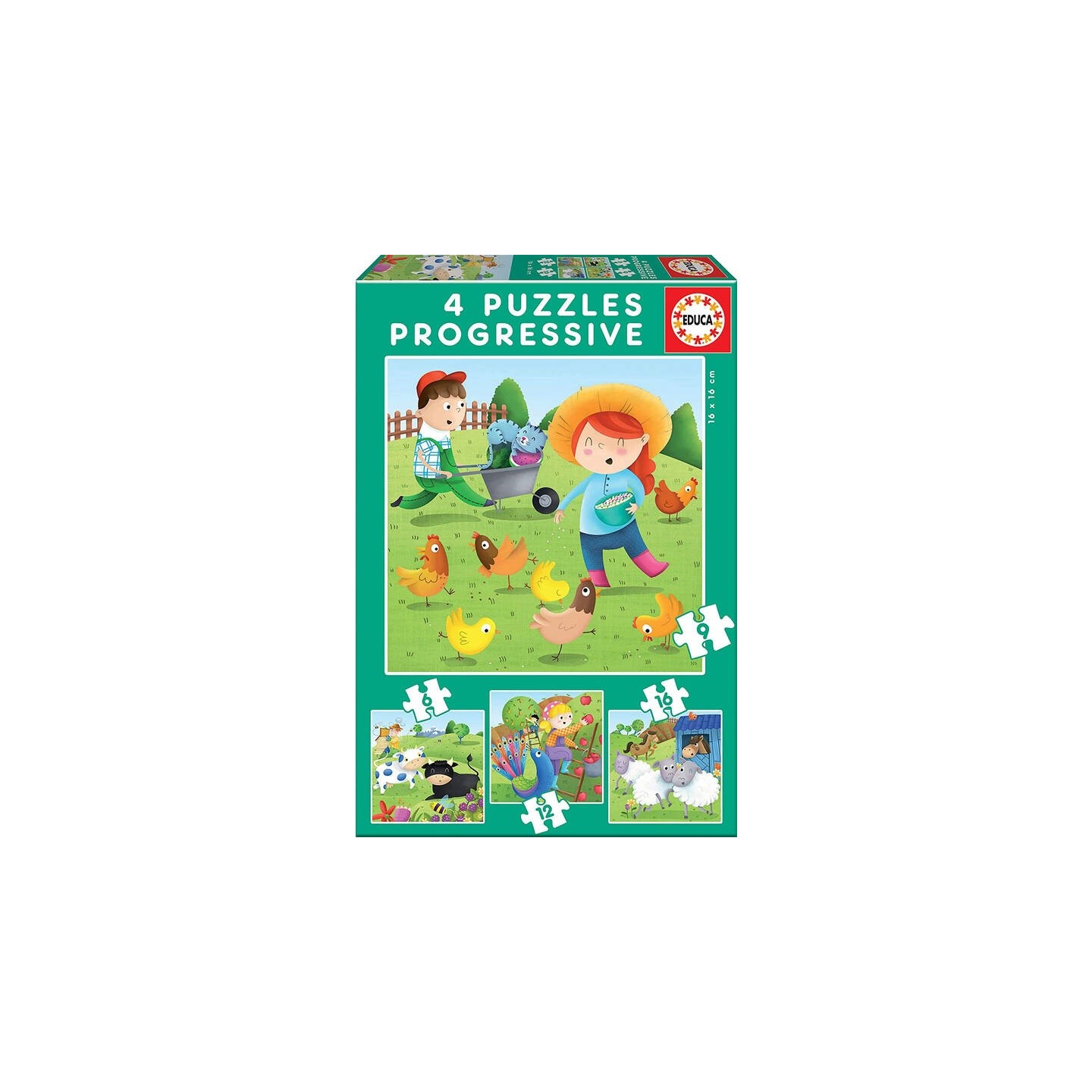 PUZZLE PROGRESIVO ANIMALES GRANJA EDUCA 6+9+12 EDUCA  17145