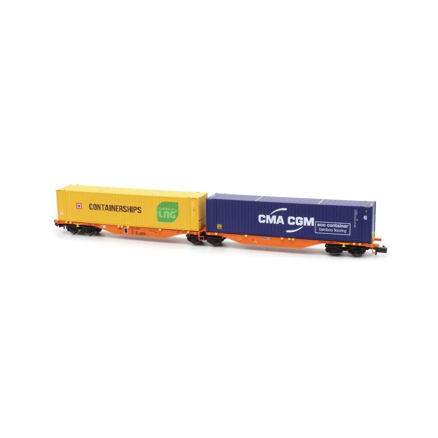 VAGON DOBLE ARTICULADO PORTACONTENEDORES MFTRAIN NWMFT2 ESCALA N