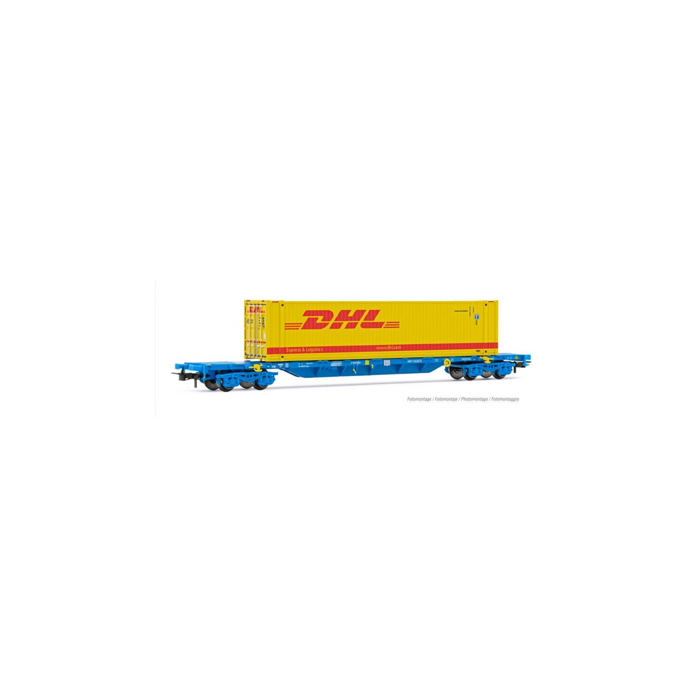 VAGON PORTACONTENEDORES DHL" ELECTROTREN HE6069 ESCALA H0"