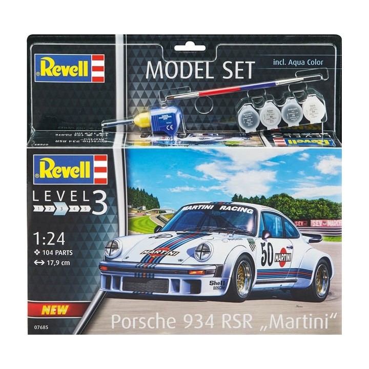 KIT CON PINTURAS PORSCHE 934 RSR MARTINI REVELL 67685 ESCALA 1/24