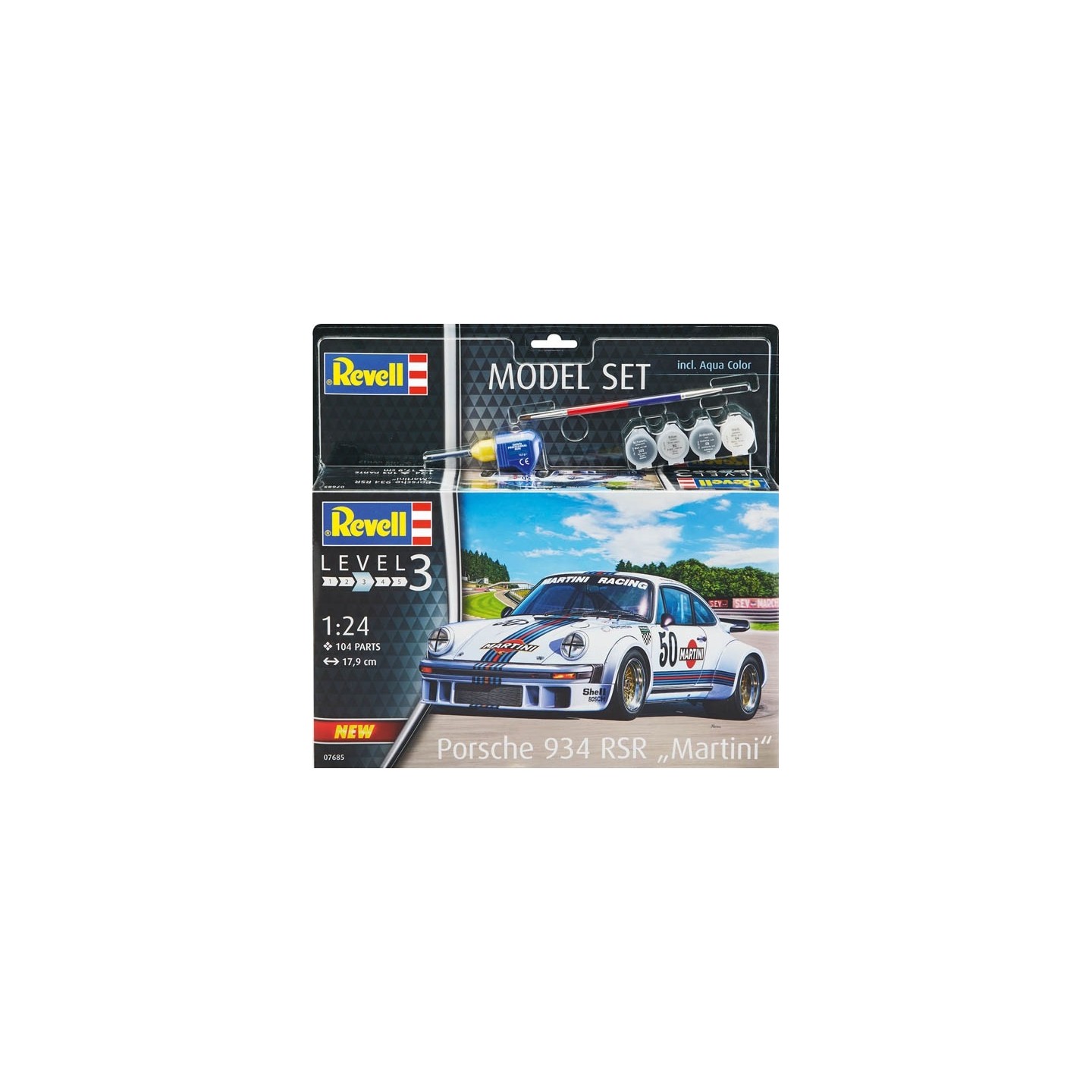 KIT CON PINTURAS PORSCHE 934 RSR MARTINI REVELL 67685 ESCALA 1/24