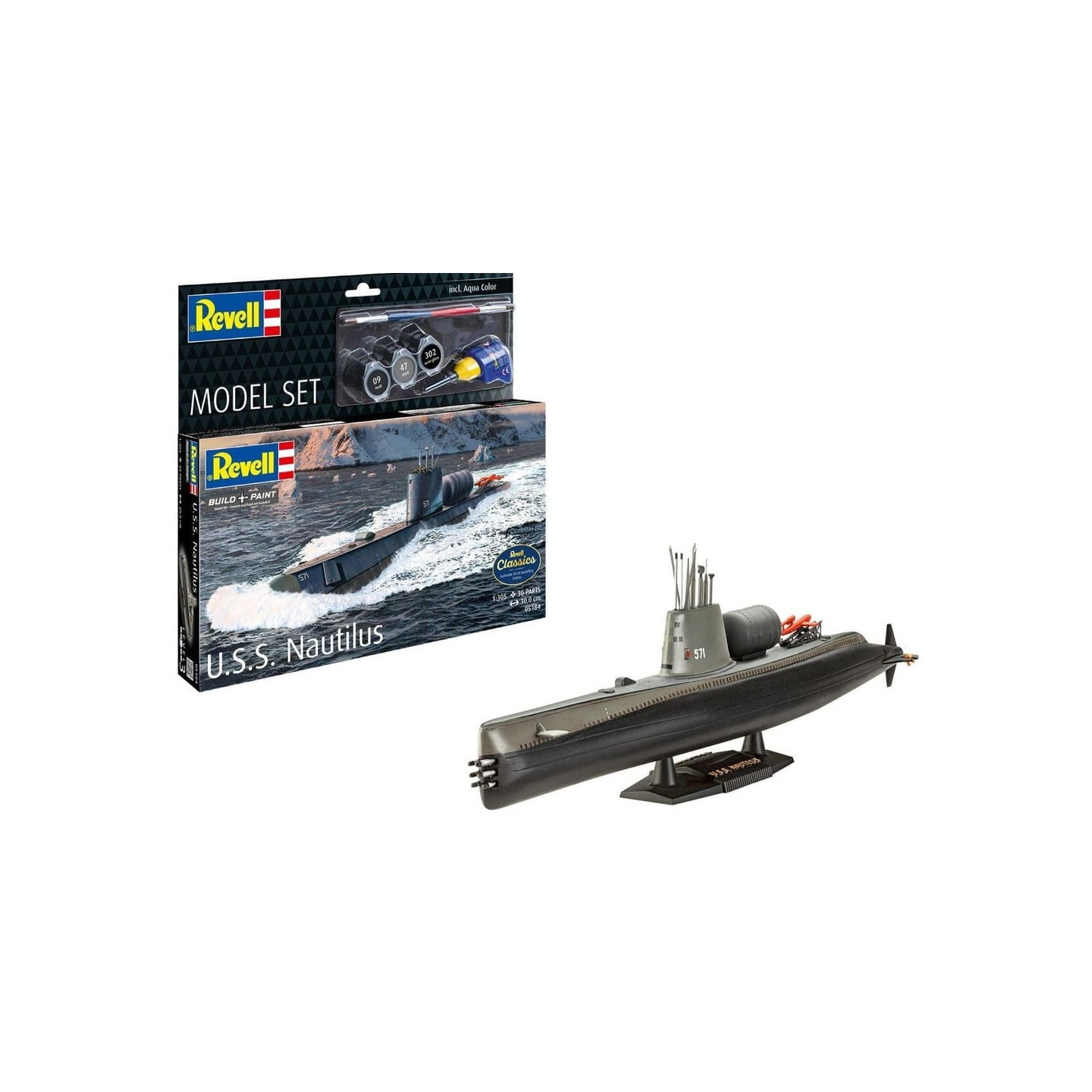 KIT CON PINTURAS SUBMARINO U.S.S NAUTILUS REVELL 65184 ESCALA 1/305
